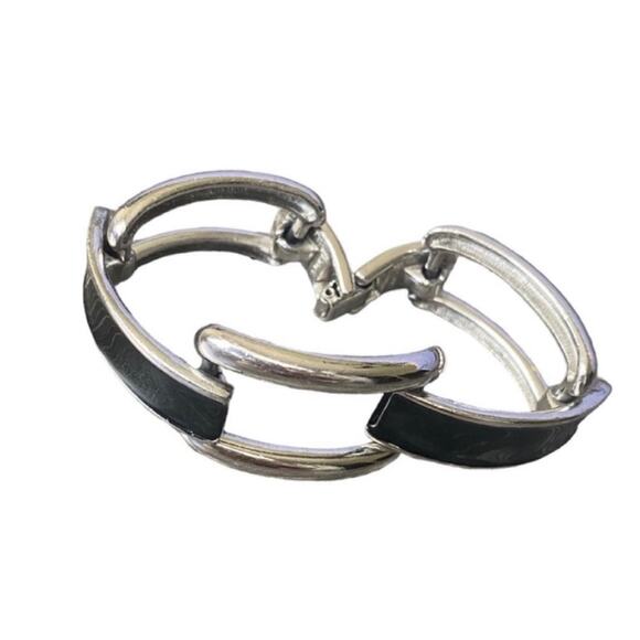 Monet Black and Silver Tone Link Style Bracelet - Picture 1 of 3